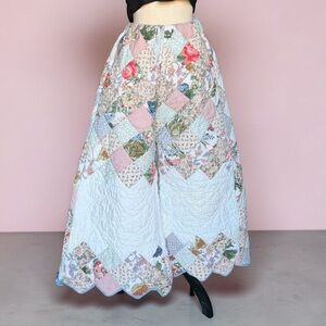 Jo & June Vintage Handmade Quilt Pants Flower Garden Grandmacore Prairie OOAK